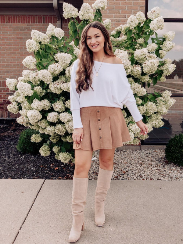 White high sales waisted skirt outfit