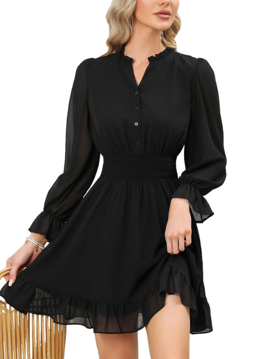 EXLURA Women's Wrap Bodycon Mini Dress Drawstring V Neck Long Lantern Sleeve Ruched Knit Sexy Bandage Cocktail Party Dresses