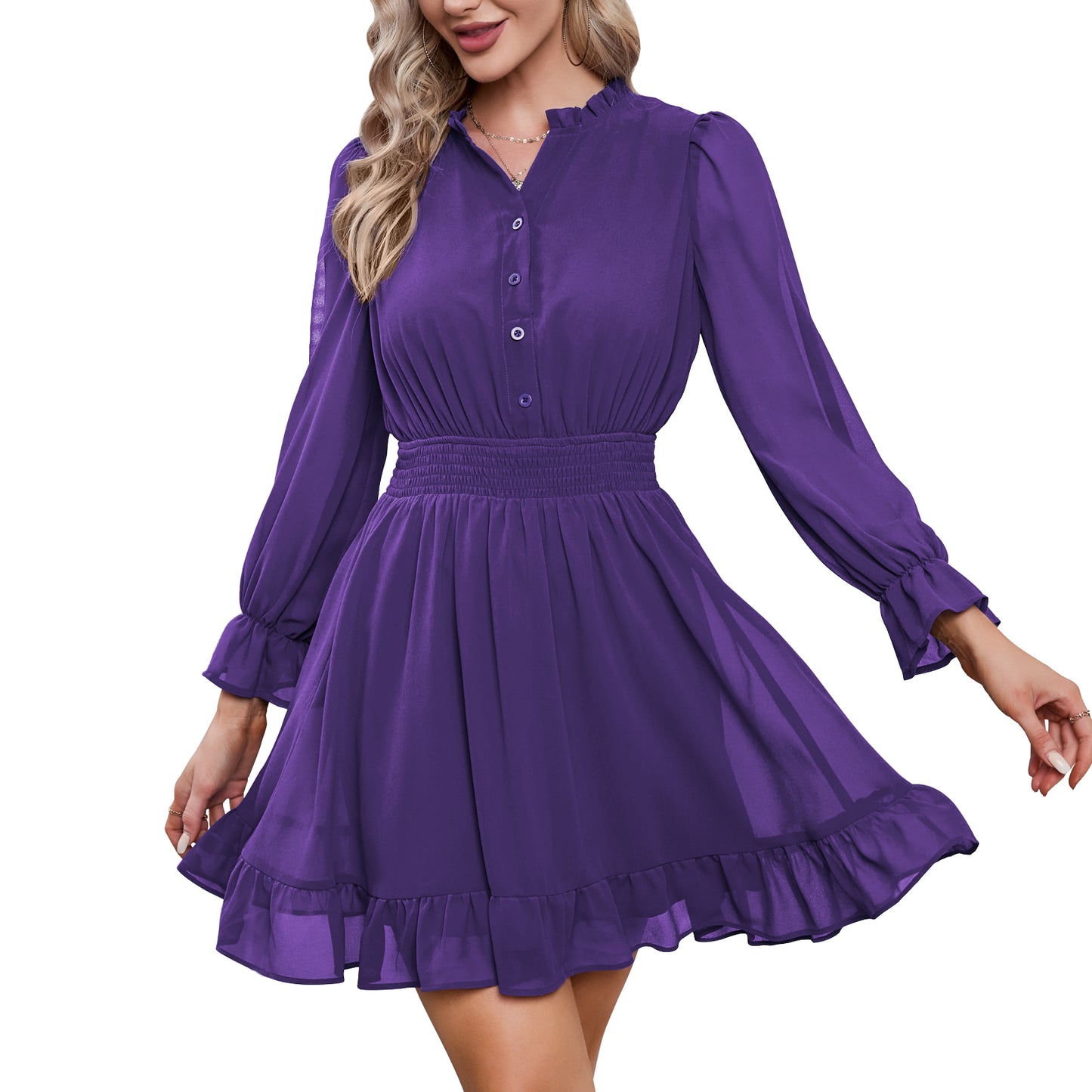 EXLURA Women's Wrap Bodycon Mini Dress Drawstring V Neck Long Lantern Sleeve Ruched Knit Sexy Bandage Cocktail Party Dresses