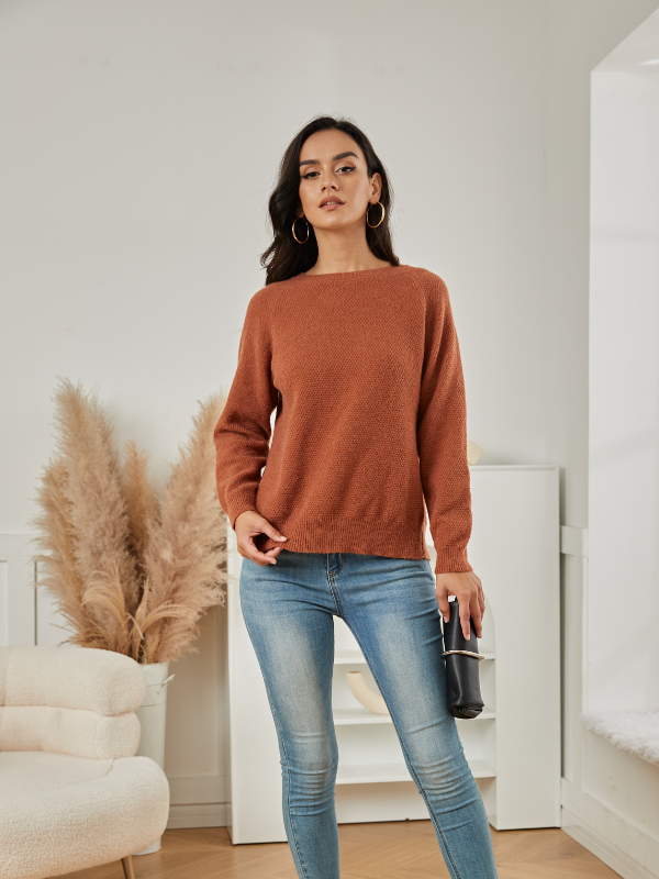 Exlura Womens Tie Back Backless Patchwork Lace Top Round Neck Long Sleeve Knit Pullover Sweater Sexy Casual Trendy Tops