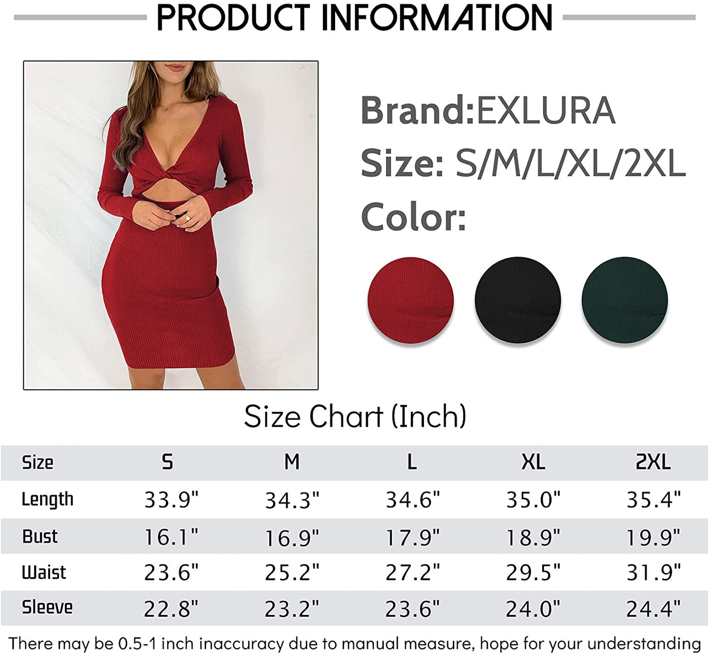 Exlura Women's Twist Back Hollow Out Pullover Sweater Backless Long Sleeve Rib Knit Bodycon Wrap Sweater Mini Dress