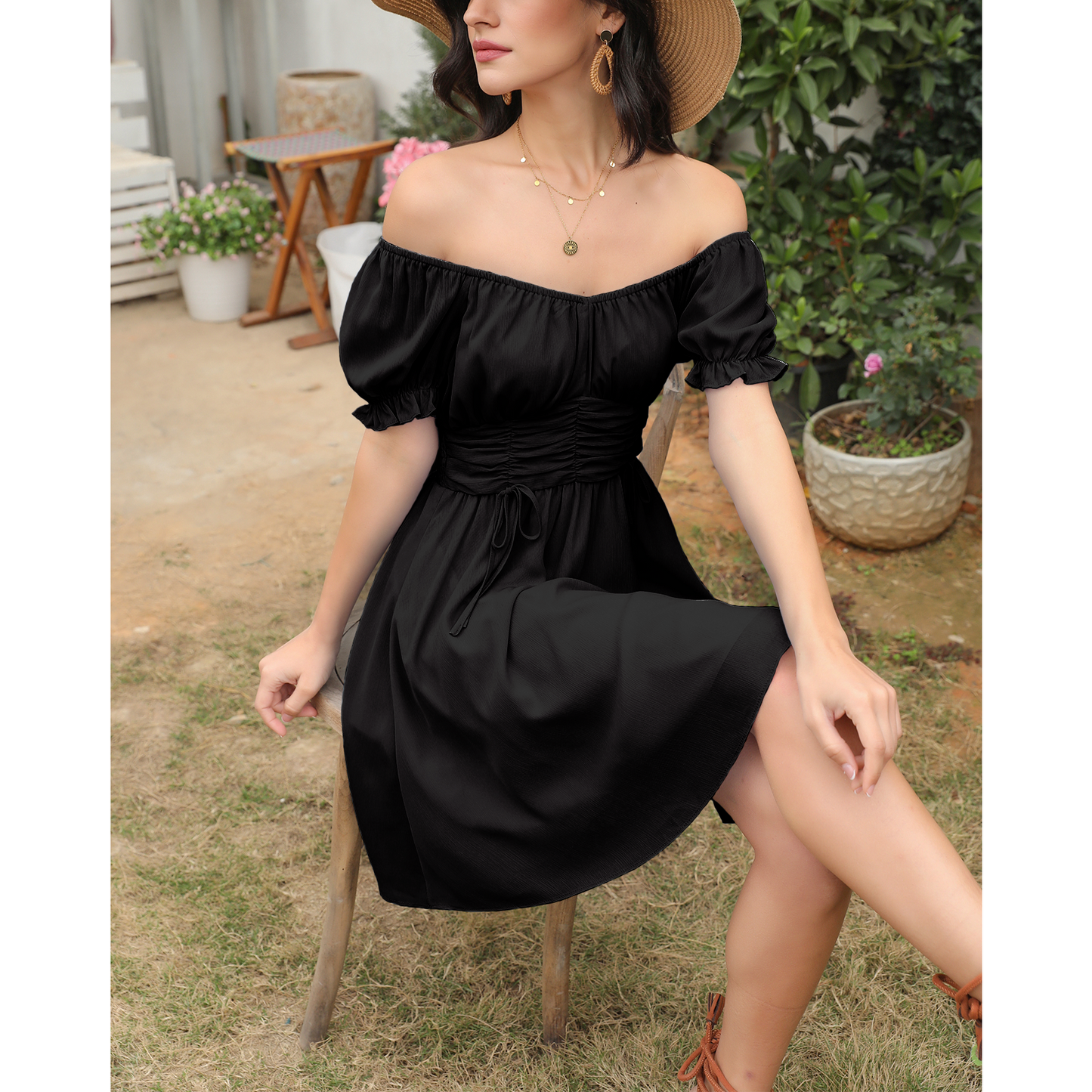 Ruched Ruffle Dress Off shoulder Sexy Summer Dress