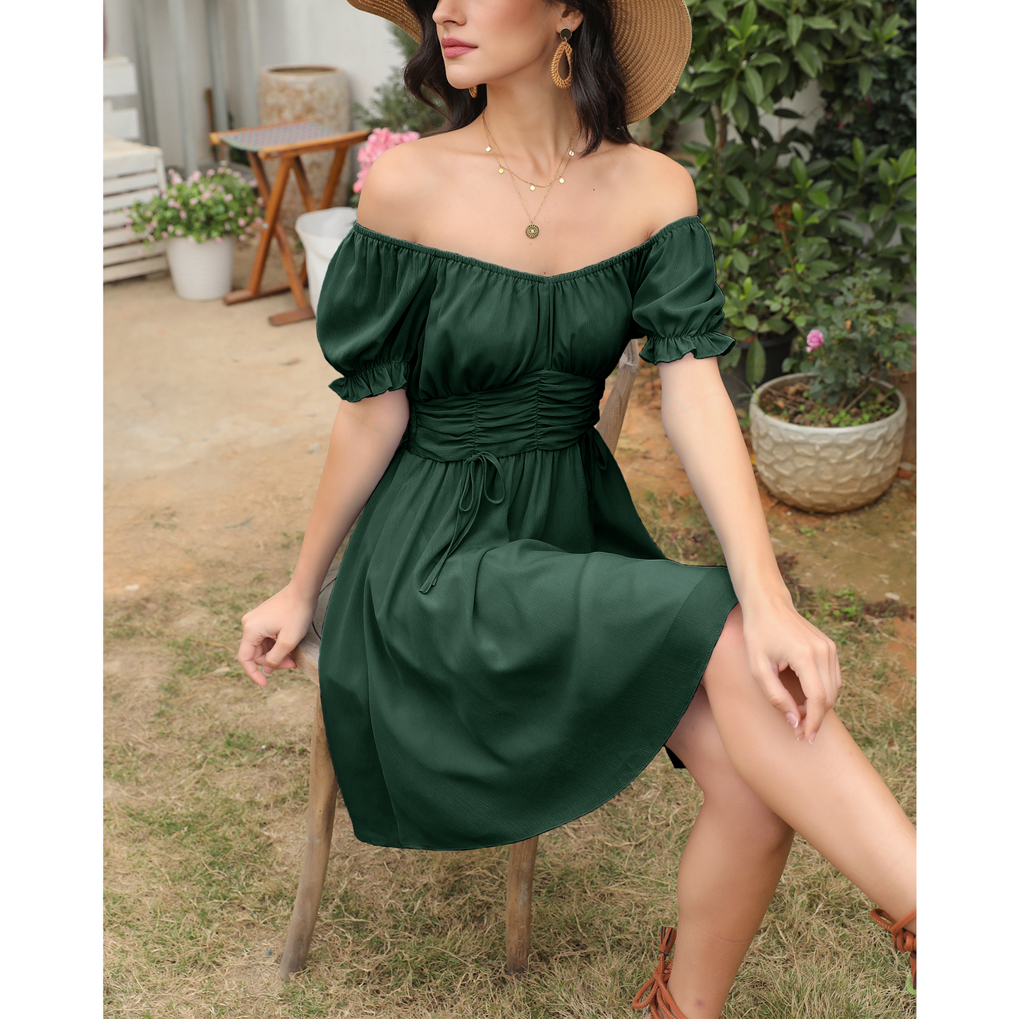 Ruched Ruffle Dress Off shoulder Sexy Summer Dress