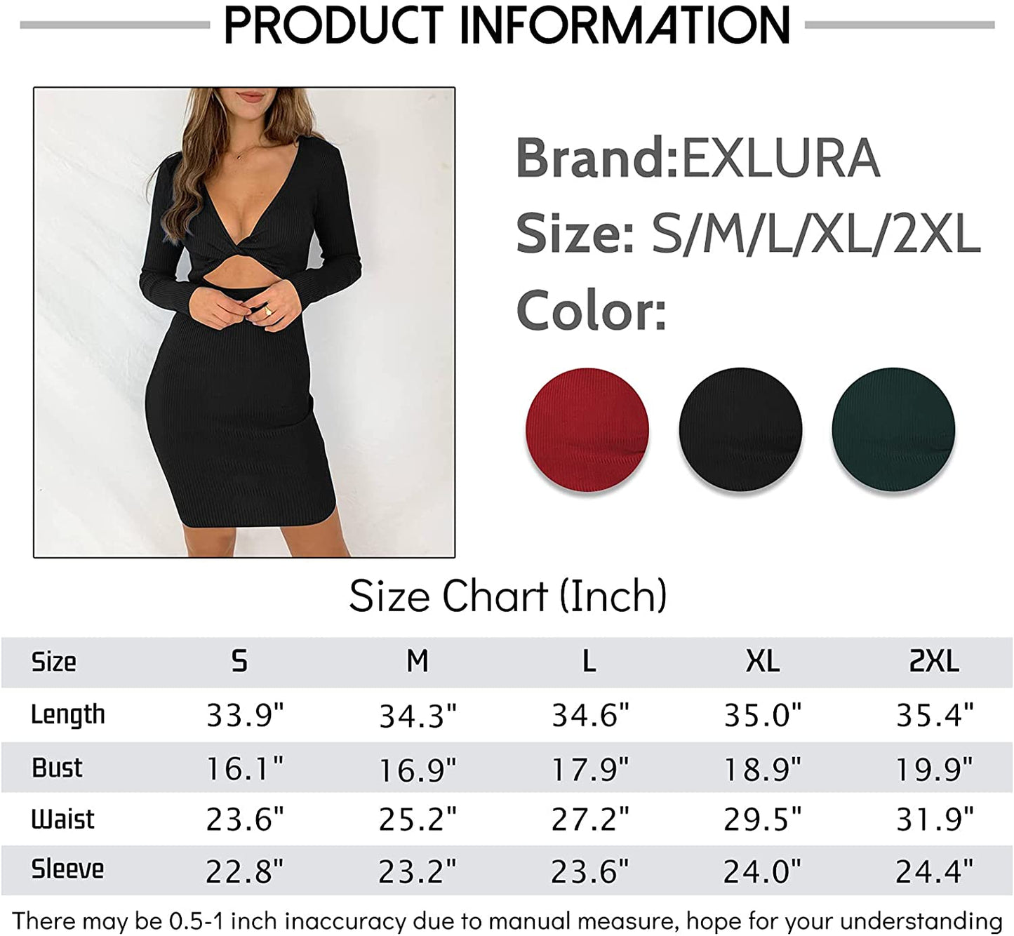 Exlura Women's Twist Back Hollow Out Pullover Sweater Backless Long Sleeve Rib Knit Bodycon Wrap Sweater Mini Dress