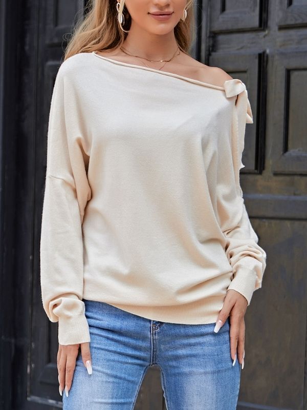One shoulder long sleeve blouse clearance