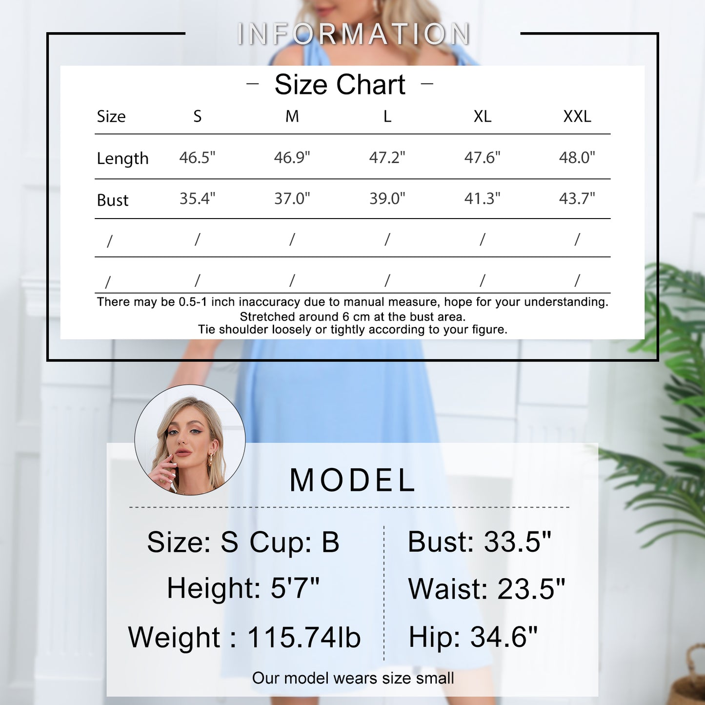 Exlura Women’s Scoop Neck Sleeveless T-Shirt Jersey Dress Tie Shoulder Strappy Backless Split Maxi House Dress
