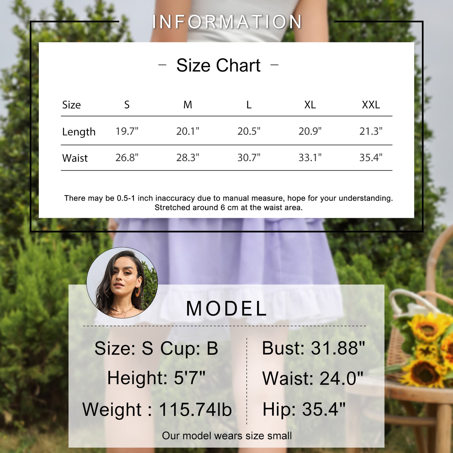 Exlura Women’s High Waist Tiered Ruffle Short Skirt Smocked Layered Elastic Waist A-Line Mini Skirt