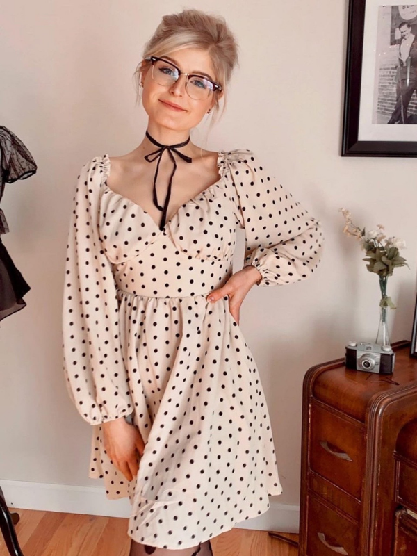 Chiffon polka dot dress online