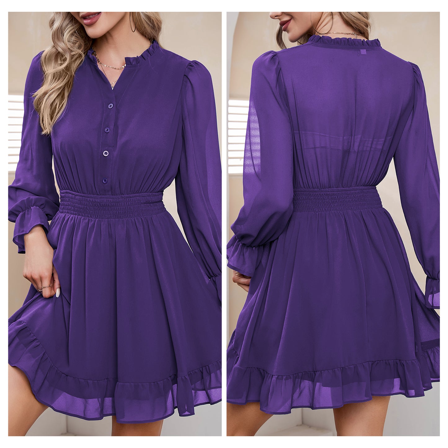 EXLURA Women's Wrap Bodycon Mini Dress Drawstring V Neck Long Lantern Sleeve Ruched Knit Sexy Bandage Cocktail Party Dresses