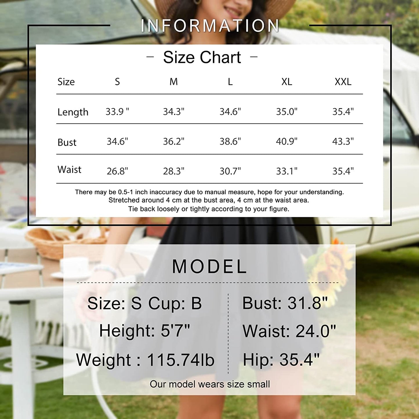 EXLURA Women's Square Neck Tie Back Ruffle Strappy Ruched Short Mini Dress Smocked Backless Tank Sleeveless Sundress Dress