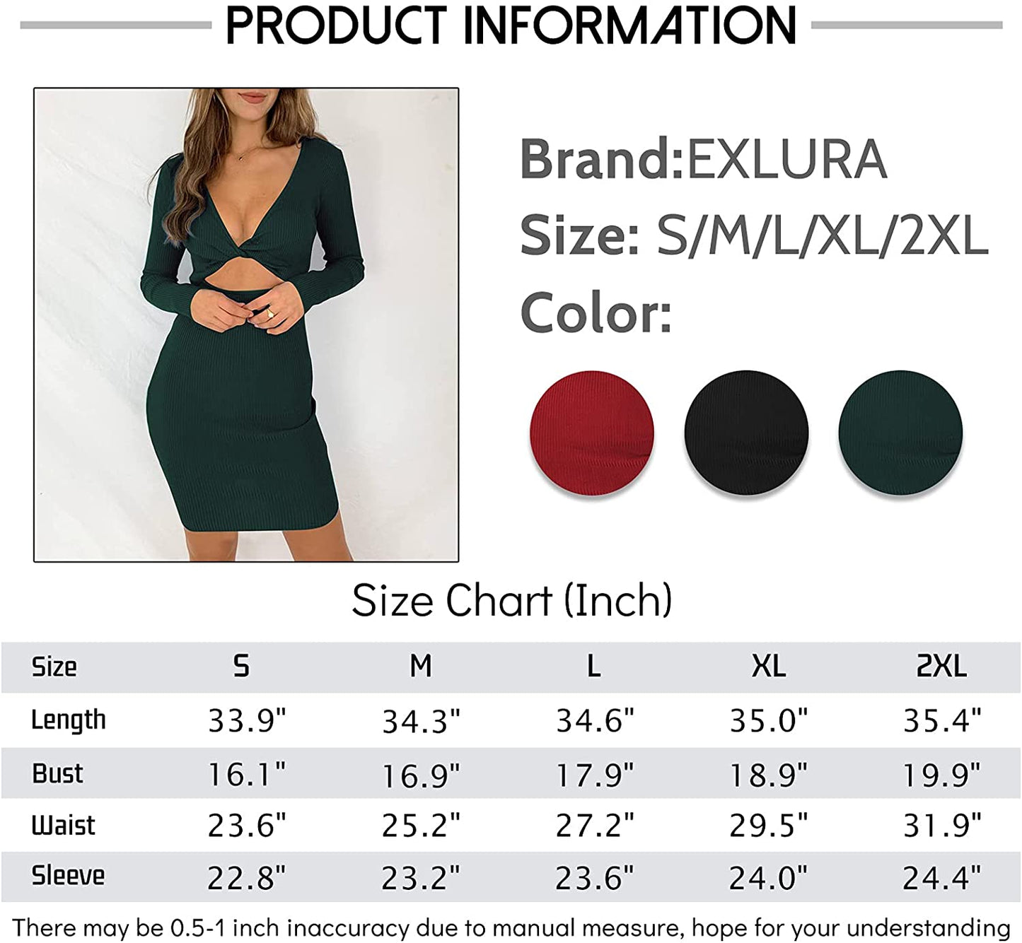 Exlura Women's Twist Back Hollow Out Pullover Sweater Backless Long Sleeve Rib Knit Bodycon Wrap Sweater Mini Dress