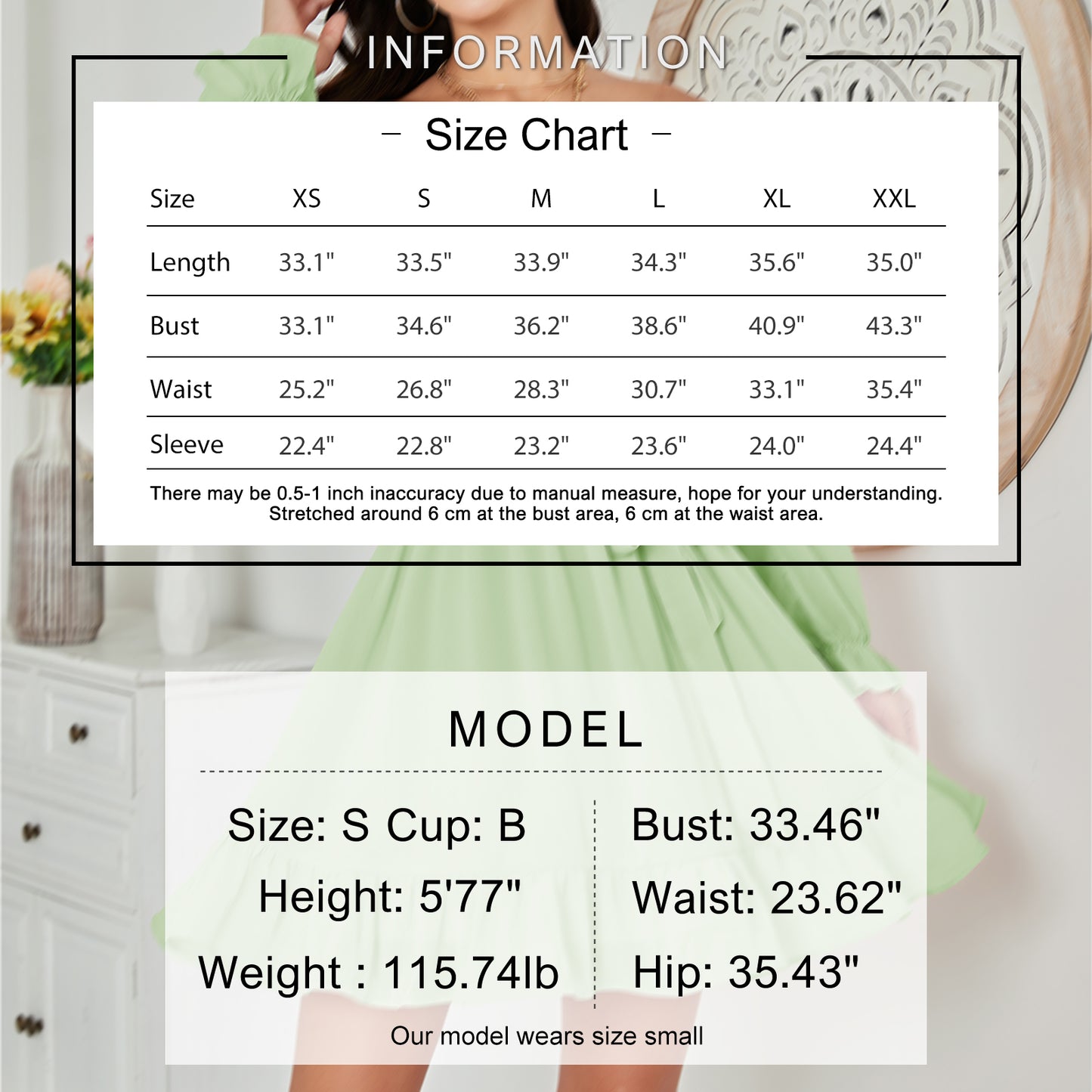 EXLURA Women’s Sweetheart Neckline Ruffle Flowy Dress Smocked Long Puff Sleeve Mini Dress Cottagecore Wedding Guest Dress