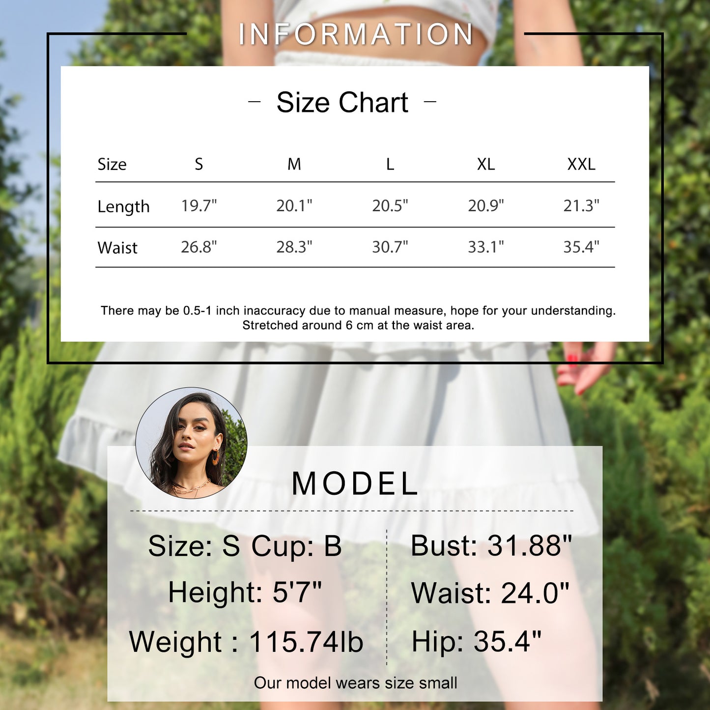 Exlura Women’s High Waist Tiered Ruffle Short Skirt Smocked Layered Elastic Waist A-Line Mini Skirt