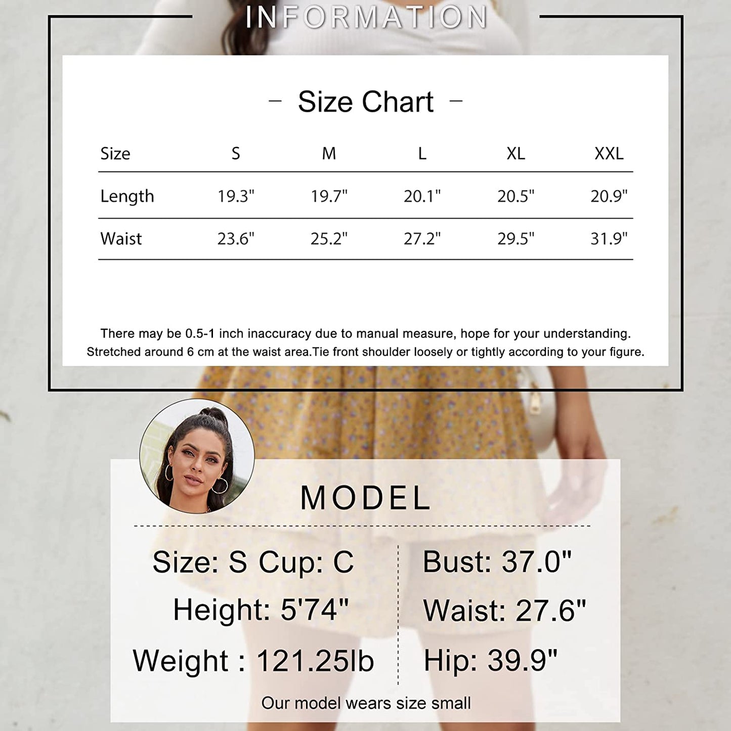 EXLURA Women's Elastic High Waist Skirt Boho Mini Casual Ruffle Layered Wide Leg Shorts Floral Short Trousers Culottes