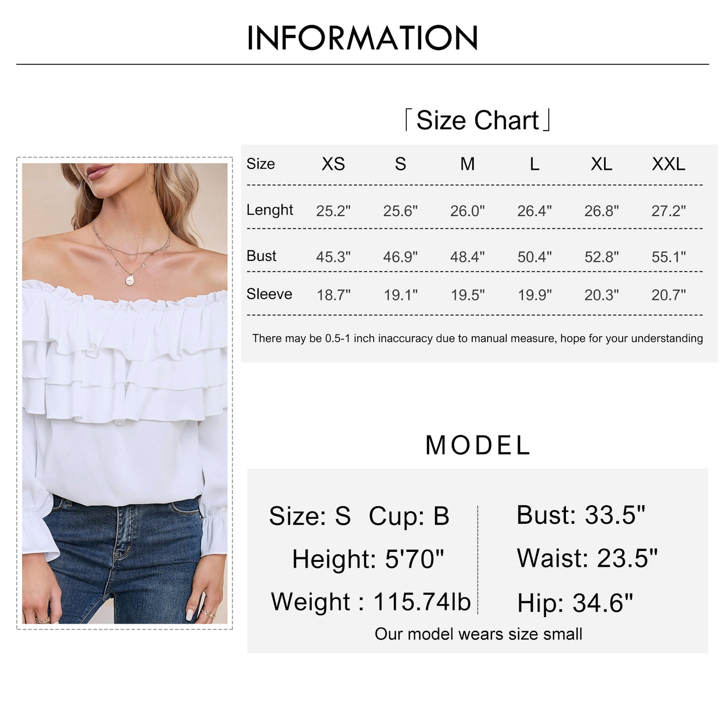 Byinns Women’s Off The Shoulder Layered Ruffle Tops Long Puff Sleeve Flowy Blouses Shirts Party Dressy Tops