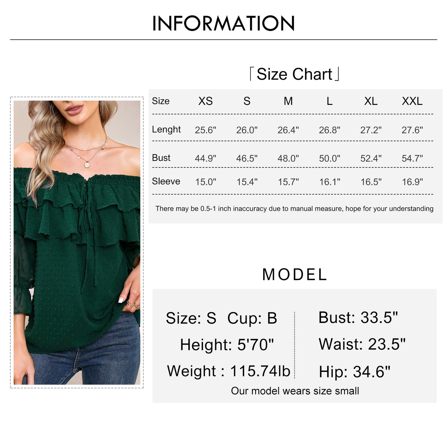 EXLURA Women’s Off The Shoulder Layered Ruffle Tops Swiss Dot Long Puff Sleeve Blouses Shirts Flowy Party Dressy Tops