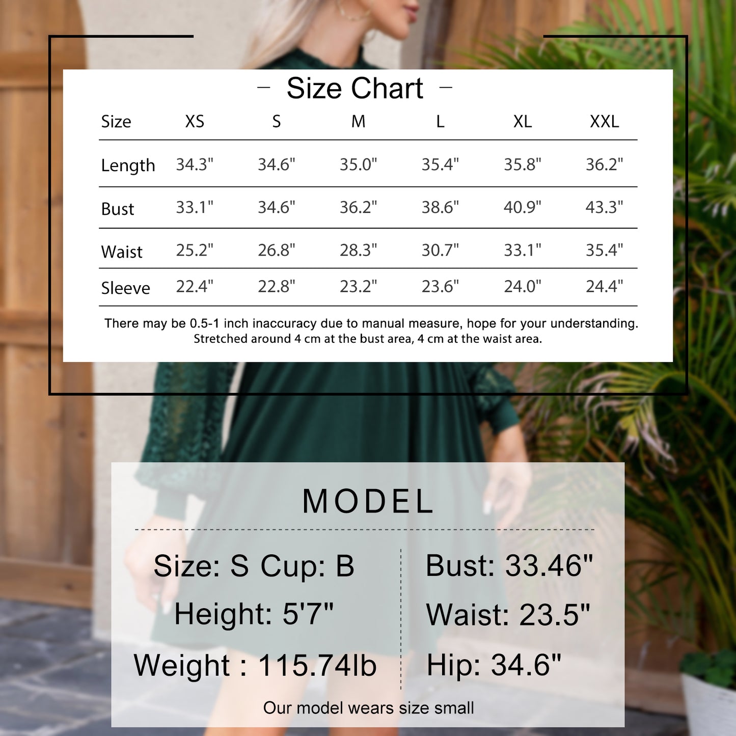 EXLURA Women’s Lace Tshirt Mini Dress Ruffle High Neck Long Puff Sleeve Swing Dress Flowy Wedding Guest Dresses