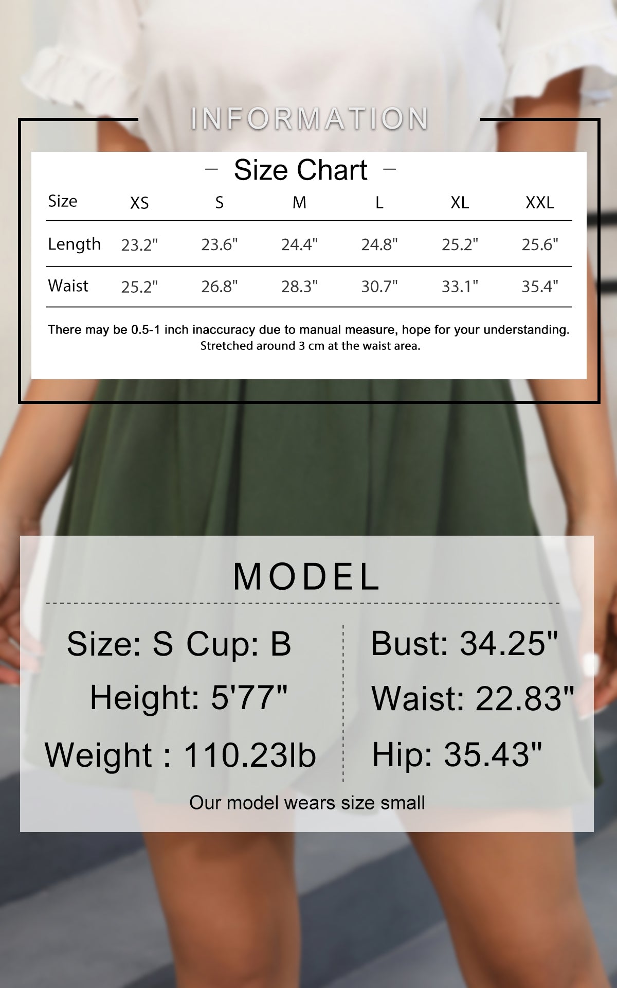 Front waist horizontal pleated half skirt