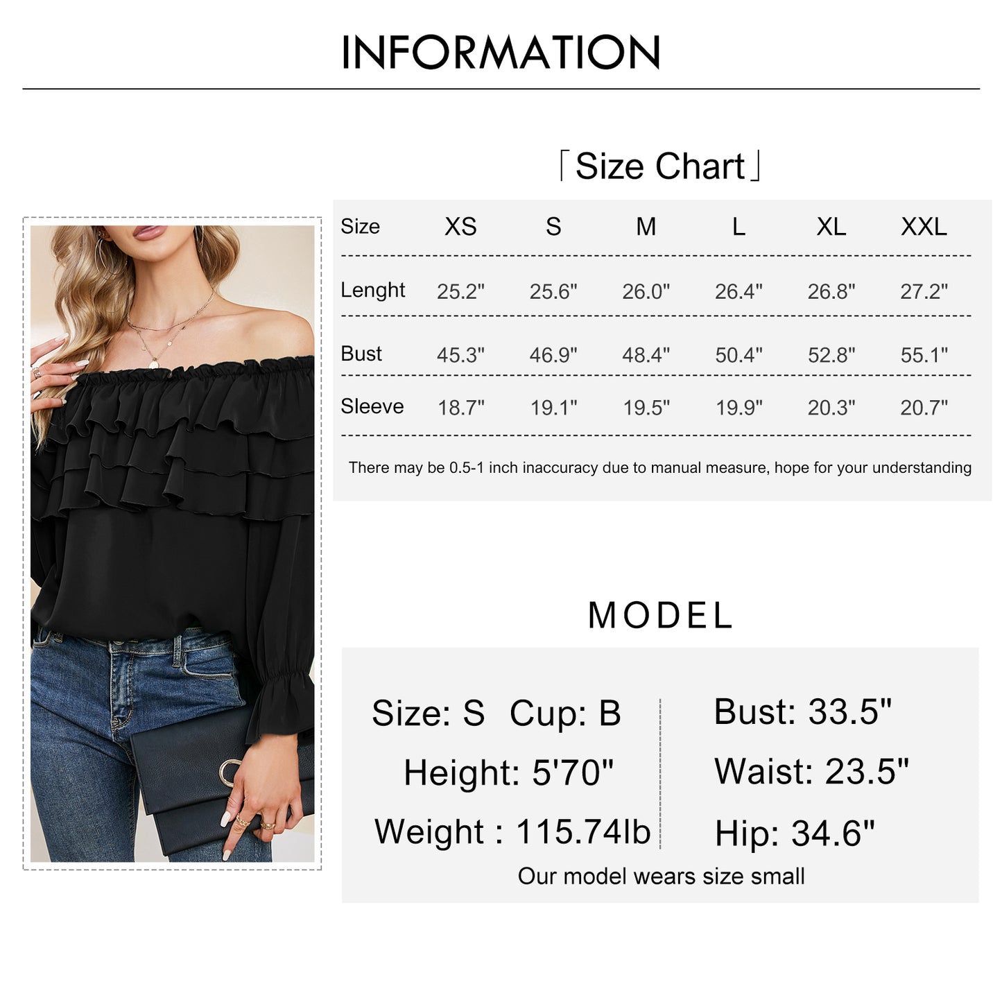 Byinns Women’s Off The Shoulder Layered Ruffle Tops Long Puff Sleeve Flowy Blouses Shirts Party Dressy Tops