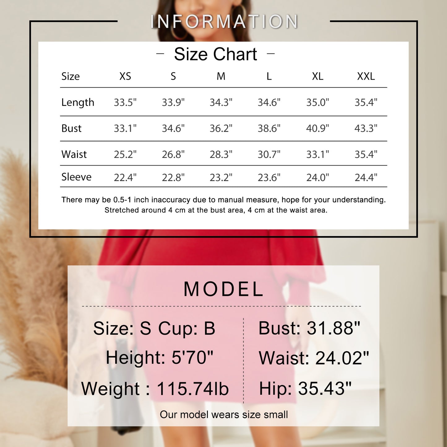 EXLURA Women’s Bodycon Knit Sweater Dress Mock Neck Smocked Long Lantern Sleeve Pullover Dress Ruffle Vintage Club Mini Dress