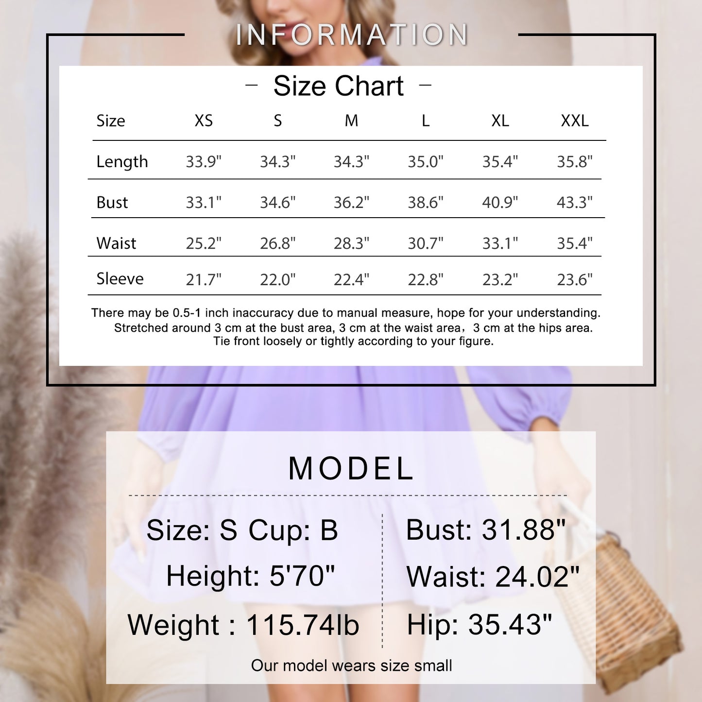 Exlura Women’s Vintage Mini Dress Round Neck Long Lantern Sleeve Ruffle Dress Cute Babydoll Casual Dresses