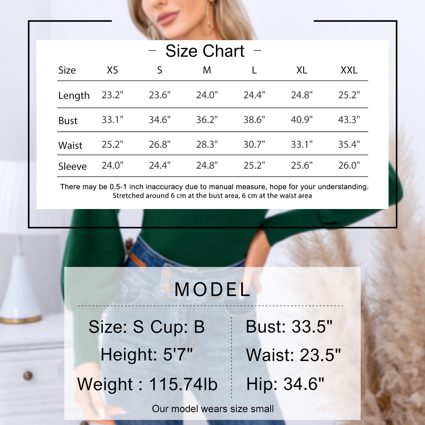 EXLURA Women’s Keyhole Mock Neck Pullover Sweater Slim Fitted Long Puff Sleeve Turtleneck Casual Trendy Tops Jumpers