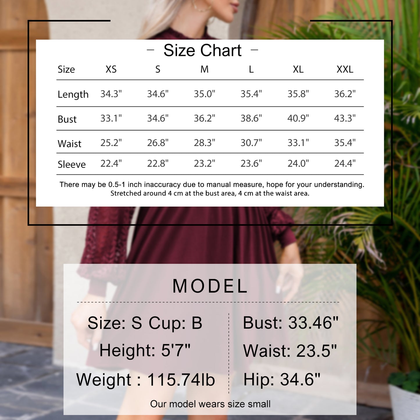 EXLURA Women’s Lace Tshirt Mini Dress Ruffle High Neck Long Puff Sleeve Swing Dress Flowy Wedding Guest Dresses