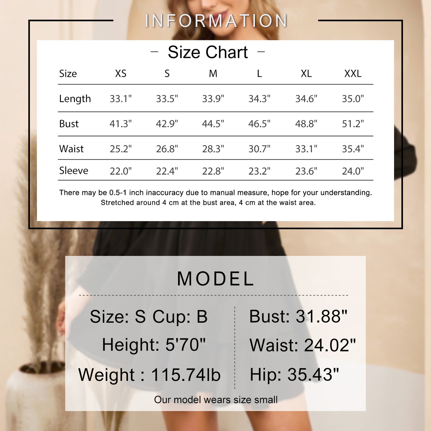 EXLURA Women’s Ruffle Mini Dress Asymmetrical Long Puff Sleeve Round Neck Smocked Dress Flowy Cocktail Wedding Guest Dress