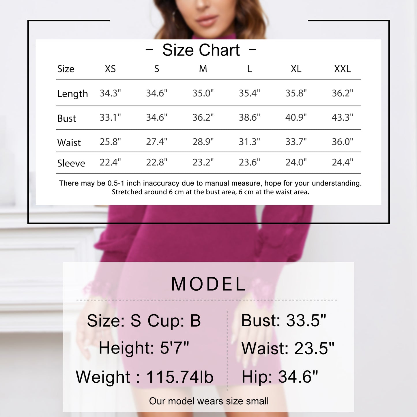 EXLURA Women’s Bodycon Sweater Dress Turtle Neck Knit Pullover Cut Out Lace Long Puff Sleeve Dress Sexy Mini Party Dress