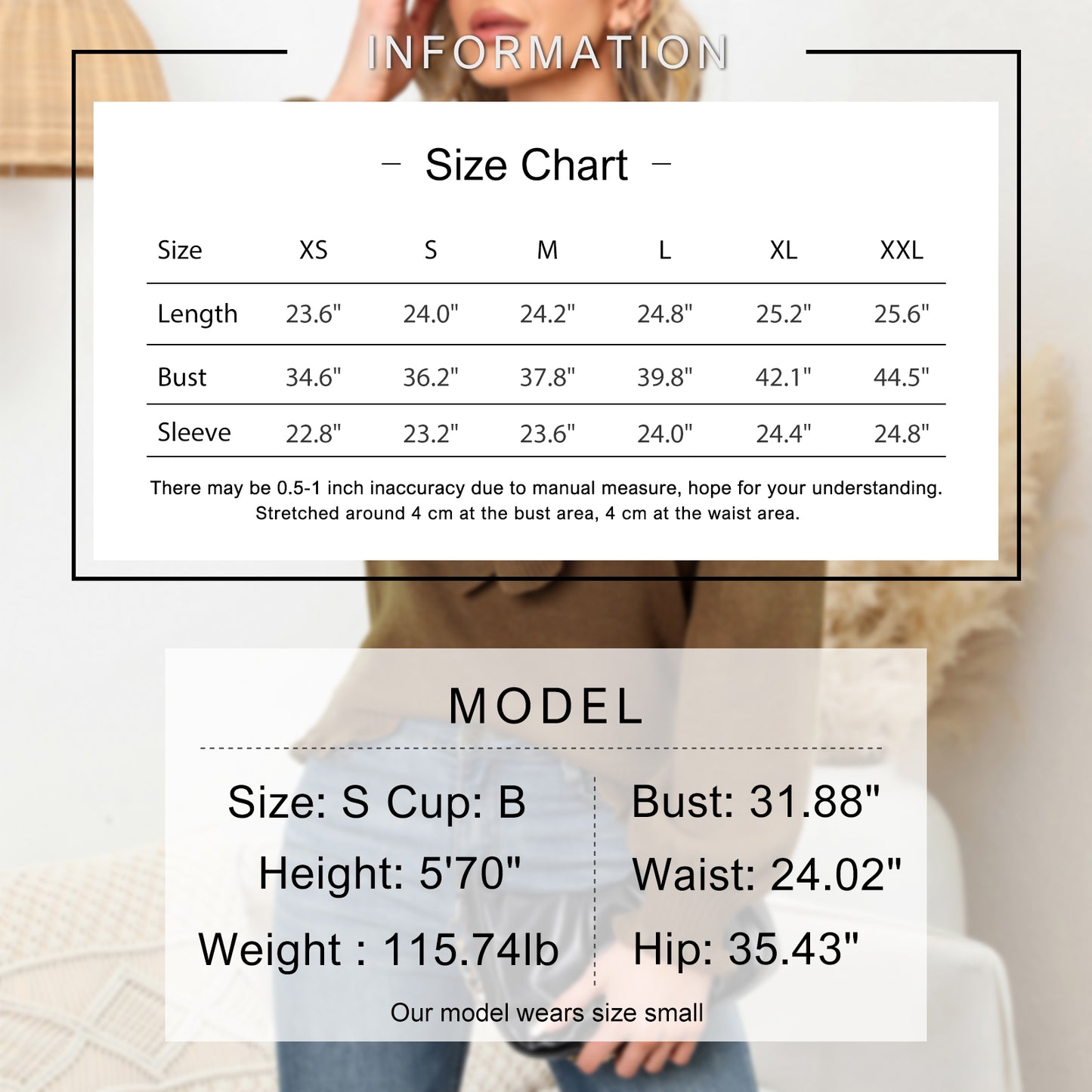 EXLURA Women's Ruffle Chunky Pullover Sweater Mock Turtleneck Long Puff Sleeve Jumpers Casual Trendy Tops