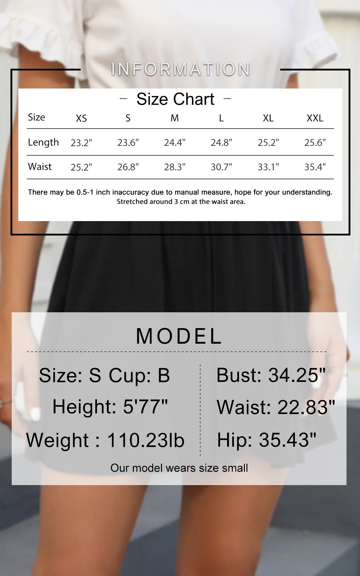 Front waist horizontal pleated half skirt
