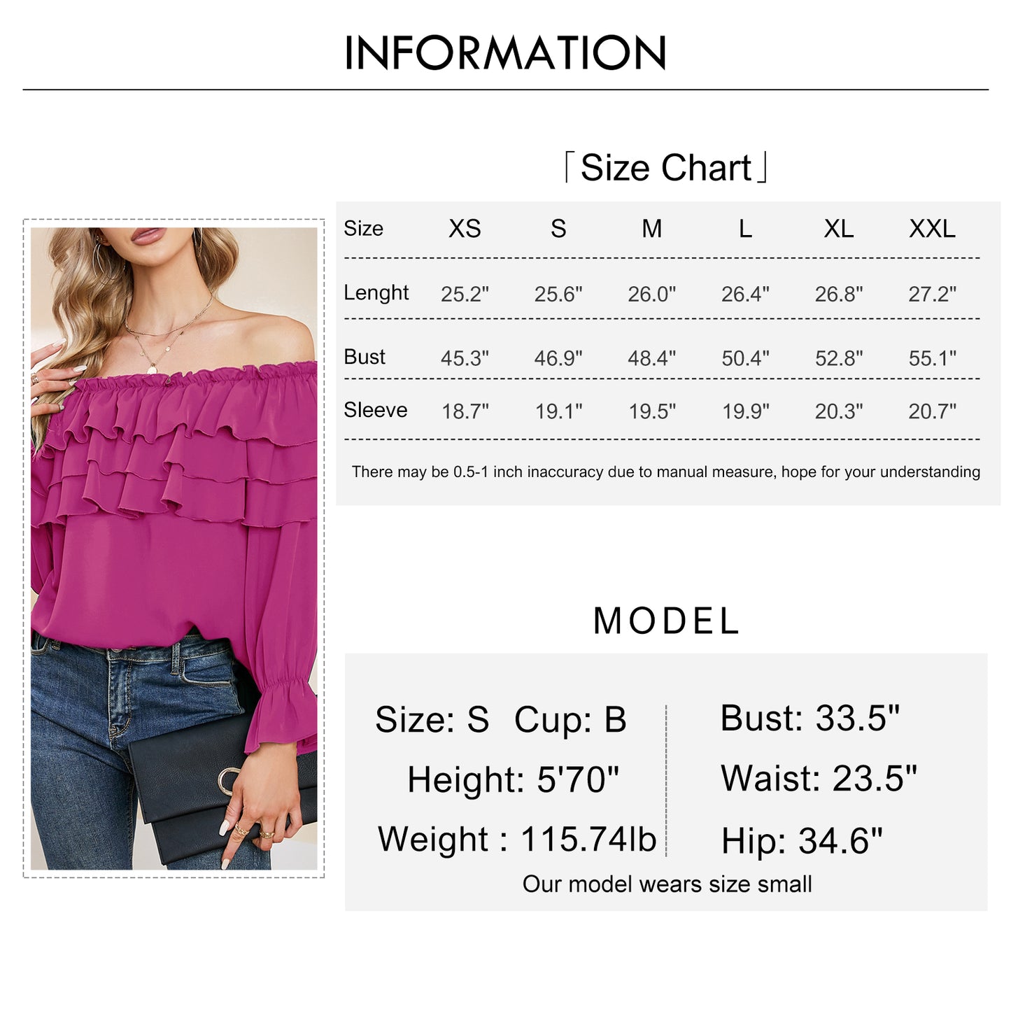Byinns Women’s Off The Shoulder Layered Ruffle Tops Long Puff Sleeve Flowy Blouses Shirts Party Dressy Tops