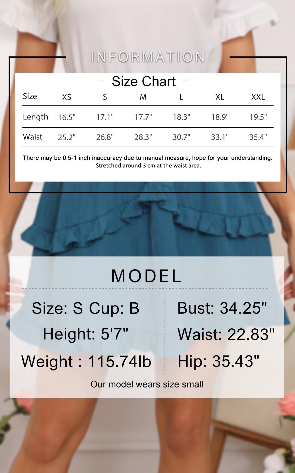 BYINNS Women’s Summer High Waisted Mini Skirt - A Line Smocked Waist Ruffle Flowy Skater Short Trendy Casual Vacation Skirts