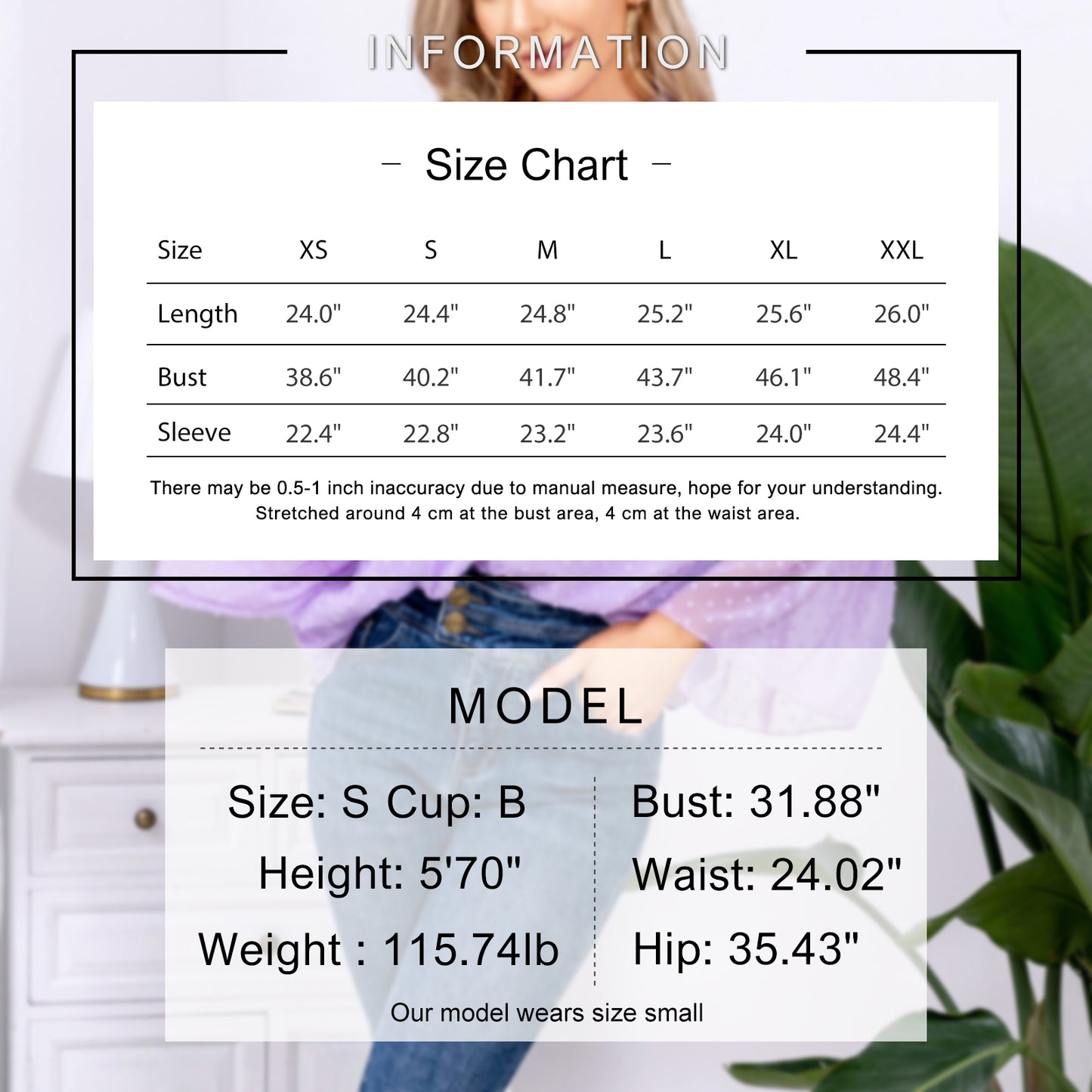 EXLURA Women’s Swiss Dot Long Bell Sleeve Tops Shirts Ruffle Mock Neck Blouses Flowy Chiffon Dressy Tops