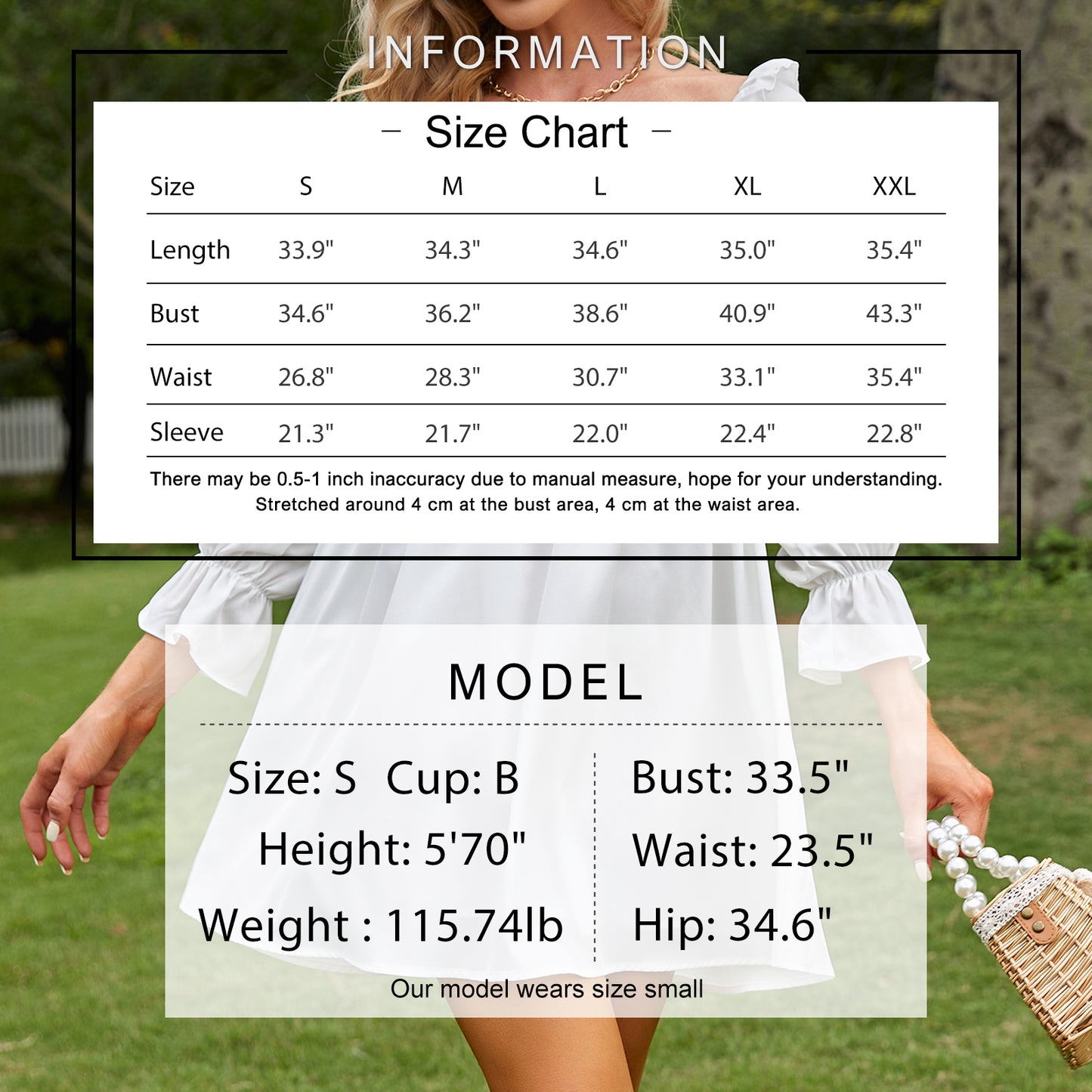 Exlura Women’s Bridal Shower Wedding Guest Dress Square Neck Long Sleeve Ruffle Dress Backless Tie Back Swing Dress Mini Short Dresses