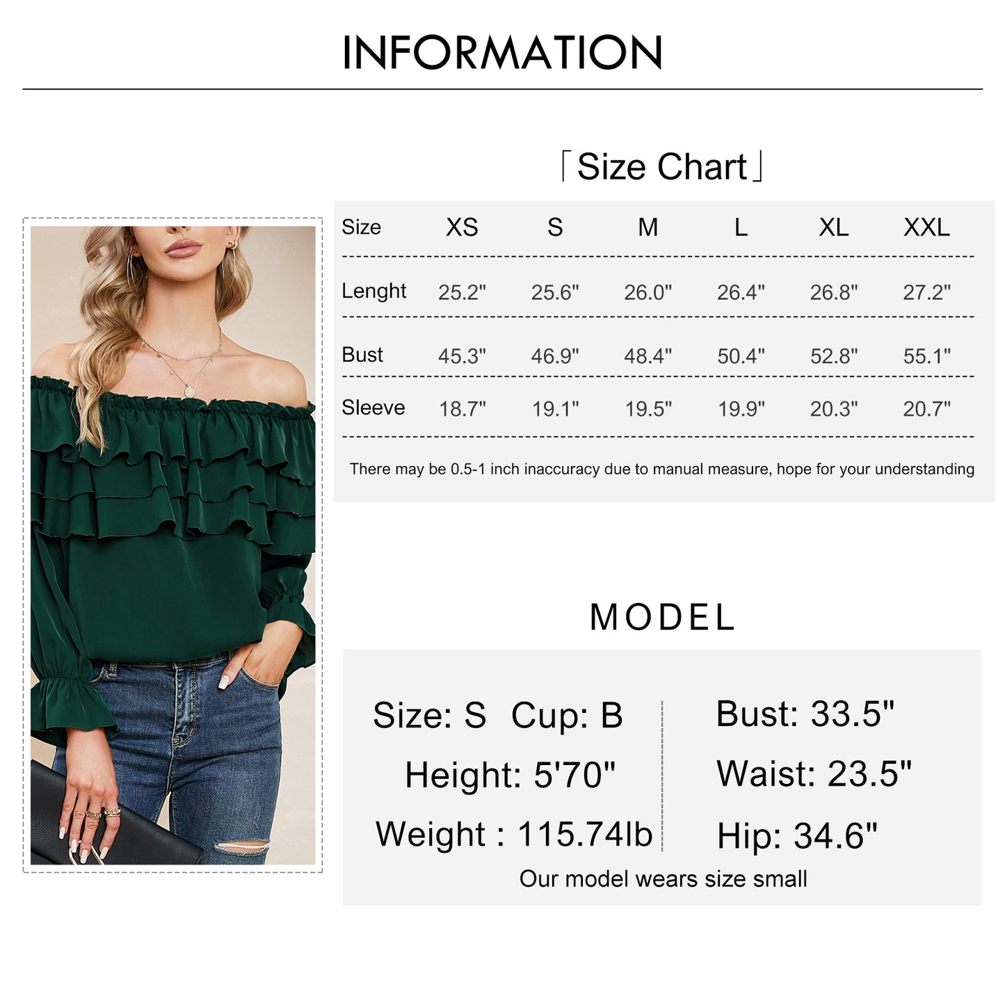Byinns Women’s Off The Shoulder Layered Ruffle Tops Long Puff Sleeve Flowy Blouses Shirts Party Dressy Tops