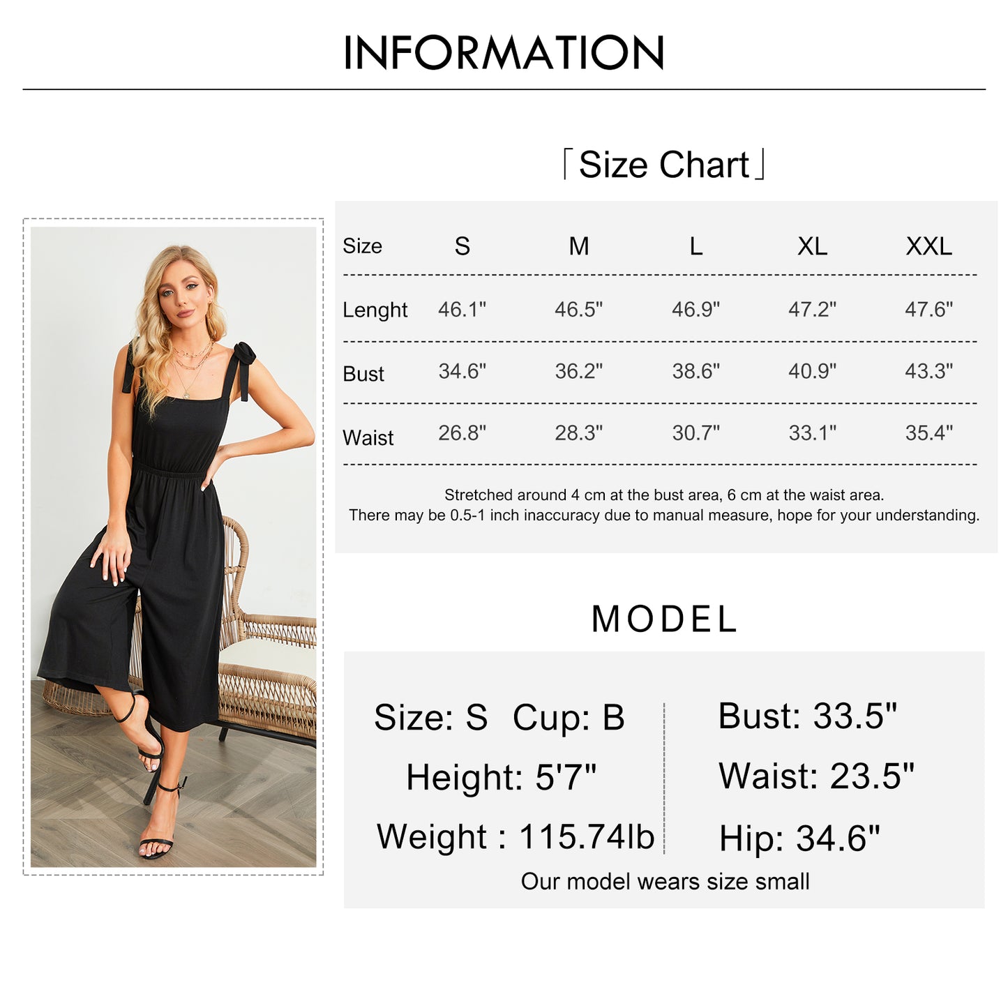 Byinns Women’s Square Neck Sleeveless Strappy Long Romper Tie Shoulder Wide Leg High Waist Knit Jumpsuit Playsuit