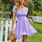 Square Neck Short Puff Sleeve Summer Dress A Line Sundress Short Mini Dress