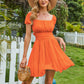 Square Neck Short Puff Sleeve Summer Dress A Line Sundress Short Mini Dress