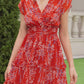 Summer Flowy Mini Dress - Floral V Neck Short Ruffle Sleeve