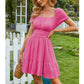 Square Neck Short Puff Sleeve Summer Dress A Line Sundress Short Mini Dress