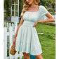 Square Neck Short Puff Sleeve Summer Dress A Line Sundress Short Mini Dress