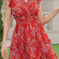 Summer Flowy Mini Dress - Floral V Neck Short Ruffle Sleeve