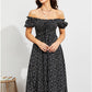 EXLURA Womens Square Neck Dress Puff Short Sleeve High Waist Smocked Ruffle Floral Sweetheart Neckline A-line Midi Dress