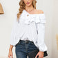 EXLURA Women’s Layered Ruffle Flowy Tops V Neck Long Puff Sleeve Blouses Shirts Casual Dressy Tops
