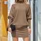 EXLURA Women's Cold Shoulder Knit Dress Mock Neck Batwing Sleeve Elegant Stretchy Mini Sweater Dress