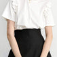 Casual T Shirt - Round Neck Ruffle Short Sleeve