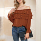 Byinns Women’s Off The Shoulder Layered Ruffle Tops Long Puff Sleeve Flowy Blouses Shirts Party Dressy Tops