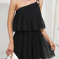 Summer Mini Sundress - One Shoulder Spaghetti Strap Tiered
