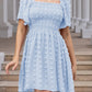 Summer Flowy Mini Dress - Dot Smocked Ruffle Short Flutter Sleeve